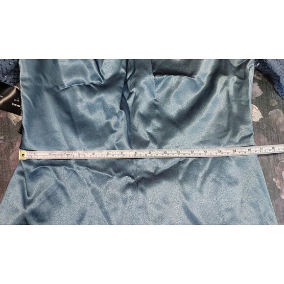 JS Collections Leila Raglan Sleeve Jumpsuit Sequins Blue Satin Womens Size 10 - Picture 10 of 10